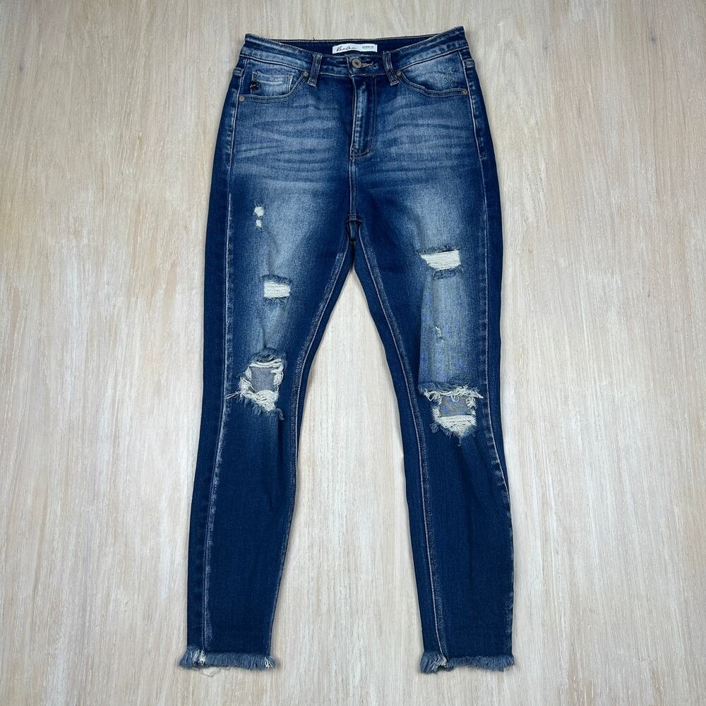 Kancan Skinny High Rise Distressed Ripped Fray Ankle Grunge Denim Jeans 26